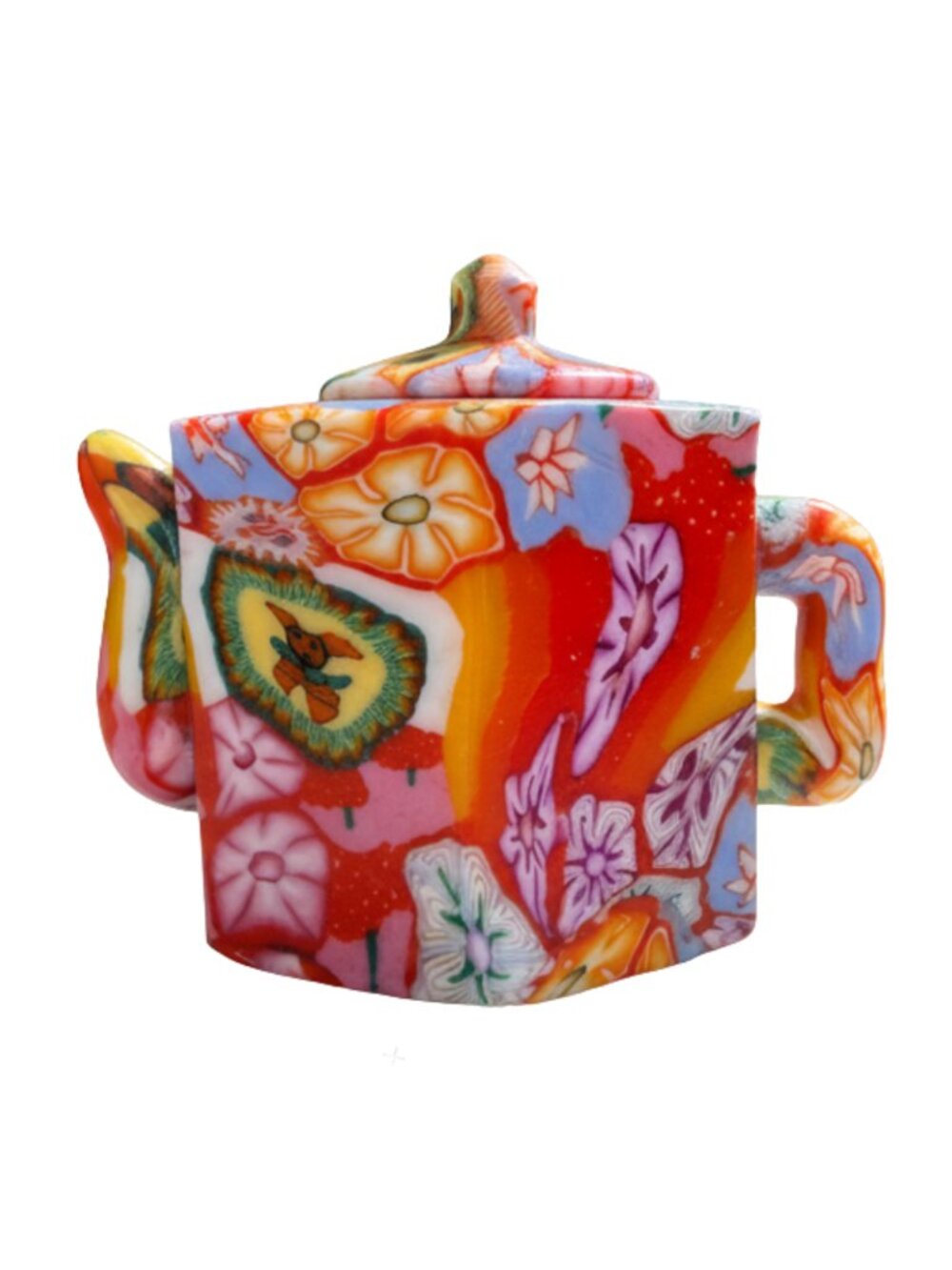 Whimsical Mini Teapot Candle Decor Artisan Folk Art Style - Picture 2 of 5